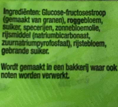 List of product ingredients Kruidkoek  