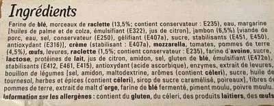 List of product ingredients Original Bun's Raclette McCain 4 * 100 g