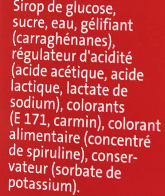 Liste des ingrédients du produit Crayons Brillants (rose, bleu, mauve, argent) Dr. Oetker 78 g