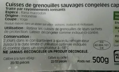 Lista de ingredientes del producto Cuisses de Grenouille  