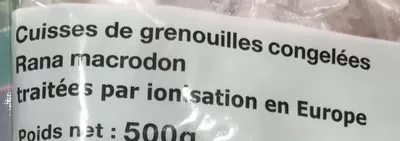 Lista de ingredientes del producto Cuisses de grenouilles sauvages crues congelées Sans marque, Eurocontact 500 g