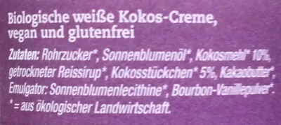 Lista de ingredientes del producto Weißer Kokosaufstrich vegan Brinkers 270g
