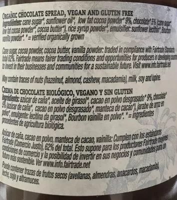 List of product ingredients Crema Chocolate S / Gluten 270GR. La Vida Vegan brinkers 