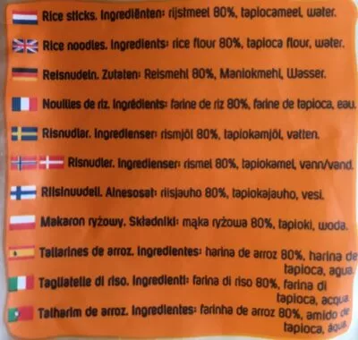 Lista de ingredientes del producto Rice sticks pad thai noodles Go-Tan 