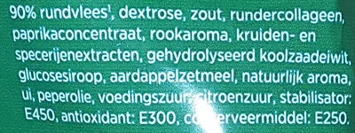 List of product ingredients Runderrookworst g'woon 275 g