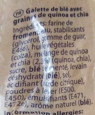 List of product ingredients Wraps quinoa et chia  