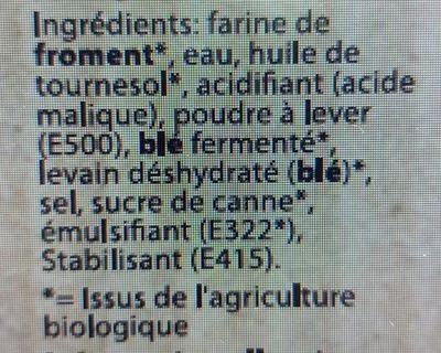 Lista de ingredientes del producto Wraps bio mission foods 370