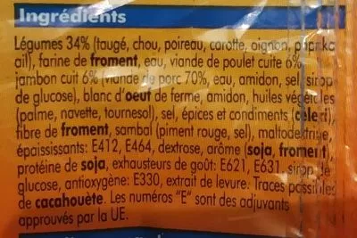 Lista de ingredientes del producto Loempia poulet & jambon Casa morando 