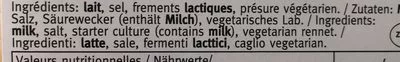 List of product ingredients Emmental Netto 200 g