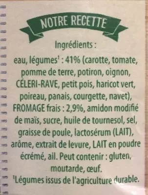Liste des ingrédients du produit Knorr Velouté de Légumes Fromage Frais Lot 2x1L Knorr 2000 ml