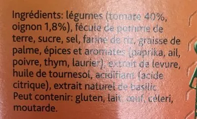 Lista de ingredientes del producto Sauce Tomate Déshydratée Knorr 840 g