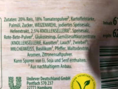 Liste des ingrédients du produit  Knorr 