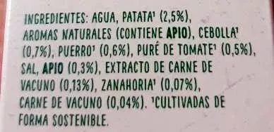 Liste des ingrédients du produit Caldo de carne casero 100% natural envase 1 l Knorr 