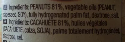 Lista de ingredientes del producto Pâte de cacahuète avec morceaux Calvé 350 g