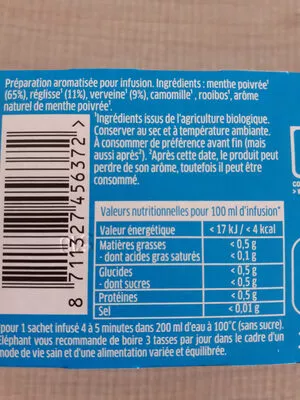 List of product ingredients Mon infusion BIO digestion legere Elephant 32g