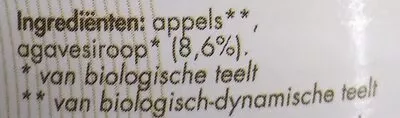 List of product ingredients Appelmoes met agave Demeter 360 g
