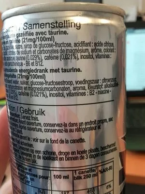 List of product ingredients Taurine drink Psychik Carrefour 25 cl
