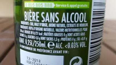 Lista de ingredientes del producto Bière sans Alcool Heineken 250 ml