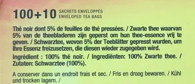 List of product ingredients Yellow label tea Lipton 220g, 100+10 sachets
