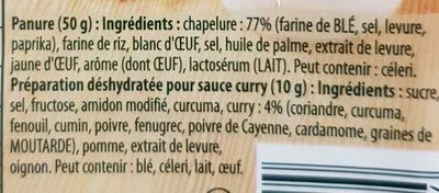 Lista de ingredientes del producto Nuggets de poulet - sauce curry Knorr 