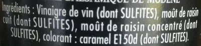 Lista de ingredientes del producto Maille Vinaigre Balsamique de Modène Maille, Unilever 25 cl (250 ml)