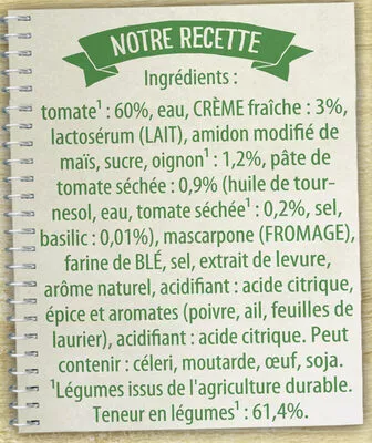Liste des ingrédients du produit Knorr Douceur de Tomates à la Crème Fraîche Brique 1L Knorr 1000 ml