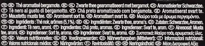 List of product ingredients Lipton Thé Noir Rich Earl Grey 25 Sachets Lipton 40 g