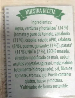 List of product ingredients Knorr Crema Líquida D'alicia (pack 3X1L) Knorr 
