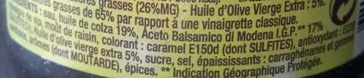 List of product ingredients Vinaigre balsamique huile d'olive Amora 380 ml e