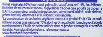 Liste des ingrédients du produit Demi-Sel Oméga 3 (offre spéciale) Fruit d'Or 600 g