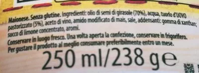 List of product ingredients Mayonnaise calvé classica Calvé 250 ml / 238 g