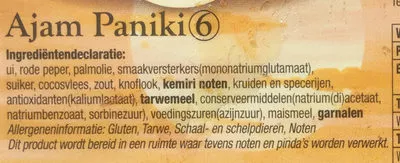Liste des ingrédients du produit Ajam paniki Toko Lien 100 g