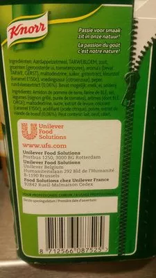 Liste des ingrédients du produit Knorr 123 Fonds Brun Lié déshydraté Boîte 750g Jusqu'à 37L Knorr 750 g