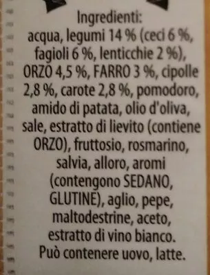 List of product ingredients zuppa tradizionale knorr 50 cl