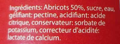 List of product ingredients Confiture d'abricot Confiture 