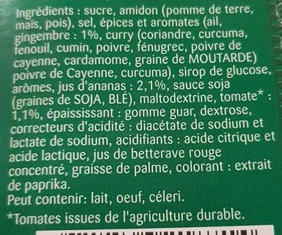 List of product ingredients Sauce Aigre Douce  