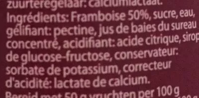 Liste des ingrédients du produit Confiture Framboises Effi 325g