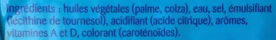 List of product ingredients Matière grasse végétale à tartiner et à cuire (75% MG) enrichie en vitamines A et D Milda Professionnel, Flora Professionnel 2,5 kg