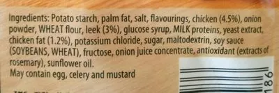 Lista de ingredientes del producto Soupe chicken & leek Knorr, Unilever 60g, 900ml