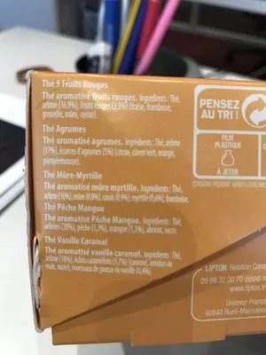 List of product ingredients Lipton Thé Noir Coffret 50 Sachets Lipton 88 g