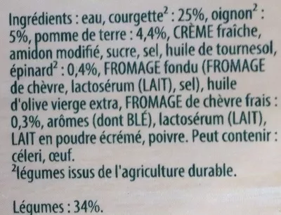 Liste des ingrédients du produit Knorr Riche en Légumes Soupe Liquide Courgettes et Chèvre Frais 2x1l Knorr, Unilever 2000 ml