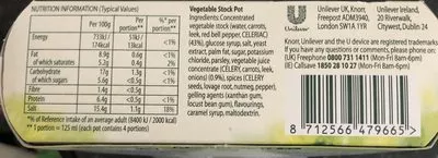 List of product ingredients Knorr Vegetable Stock Pot 8'S 224G Knorr 