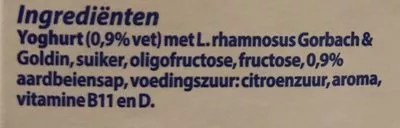 List of product ingredients Drinkyoghurt Aardbei Vifit, FrieslandCampina 500 ml