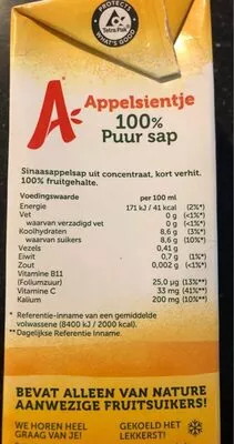 List of product ingredients Appelsientje appelsientje 1L