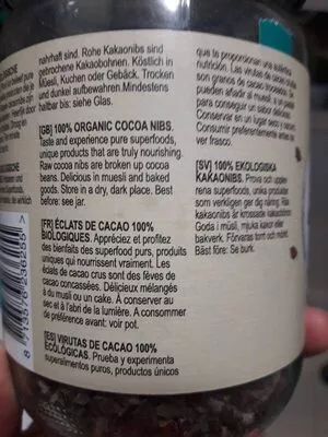 List of product ingredients Nibs éclats  