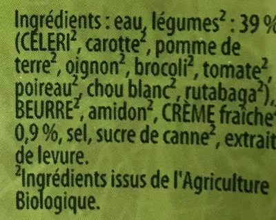 Lista de ingredientes del producto Douceur de Légumes à la Crème Fraîche Knorr 30 cl