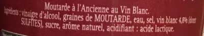 Lista de ingredientes del producto Moutarde à l'ancienne au vin blanc Maille 210 g
