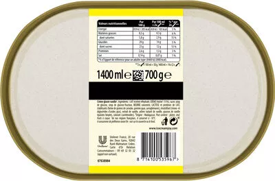 Liste des ingrédients du produit Glace Crèmes de Vanille de Madagascar Carte D'or 700 g