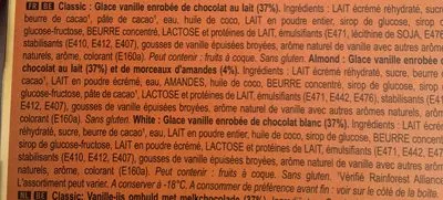 Lista de ingredientes del producto Glace bomboniera classic amande blanc x12 140ml Magnum 104 g