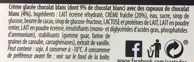 List of product ingredients Carte D'or Les Authentiques Glace Chocolat Blanc 1.4l Carte d'Or 700 g